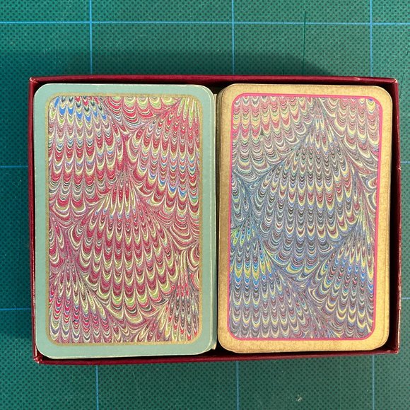 Caspari Playing Cards -2-Decks & Score pad-Rose Bouquet -Vintage - Picture 1 of 8